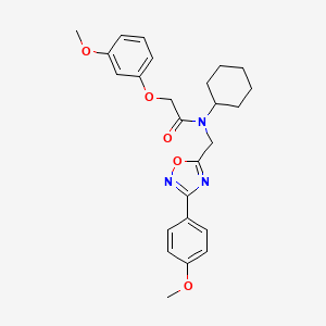 molecular formula C25H29N3O5 B11389720 N-cyclohexyl-2-(3-methoxyphenoxy)-N-{[3-(4-methoxyphenyl)-1,2,4-oxadiazol-5-yl]methyl}acetamide 