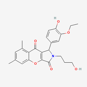 molecular formula C24H25NO6 B11389757 1-(3-Ethoxy-4-hydroxyphenyl)-2-(3-hydroxypropyl)-6,8-dimethyl-1,2-dihydrochromeno[2,3-c]pyrrole-3,9-dione 