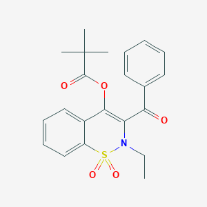 2-ethyl-1,1-dioxido-3-(phenylcarbonyl)-2H-1,2-benzothiazin-4-yl 2,2-dimethylpropanoate