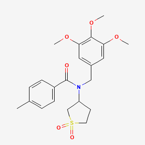 molecular formula C22H27NO6S B11389839 N-(1,1-dioxidotetrahydrothiophen-3-yl)-4-methyl-N-(3,4,5-trimethoxybenzyl)benzamide 