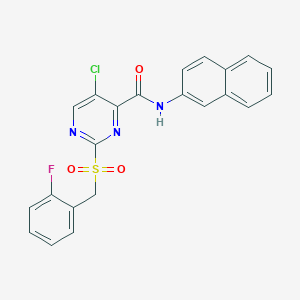 molecular formula C22H15ClFN3O3S B11389841 5-chloro-2-[(2-fluorobenzyl)sulfonyl]-N-(naphthalen-2-yl)pyrimidine-4-carboxamide 