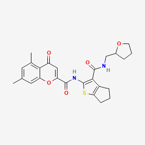 5,7-dimethyl-4-oxo-N-{3-[(tetrahydrofuran-2-ylmethyl)carbamoyl]-5,6-dihydro-4H-cyclopenta[b]thiophen-2-yl}-4H-chromene-2-carboxamide