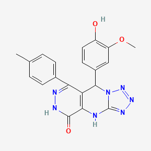 8-(4-hydroxy-3-methoxyphenyl)-10-(4-methylphenyl)-2,4,5,6,7,11,12-heptazatricyclo[7.4.0.03,7]trideca-1(9),3,5,10-tetraen-13-one