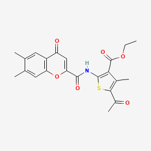 ethyl 5-acetyl-2-{[(6,7-dimethyl-4-oxo-4H-chromen-2-yl)carbonyl]amino}-4-methylthiophene-3-carboxylate