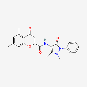 molecular formula C23H21N3O4 B11389987 N-(1,5-dimethyl-3-oxo-2-phenyl-2,3-dihydro-1H-pyrazol-4-yl)-5,7-dimethyl-4-oxo-4H-chromene-2-carboxamide 