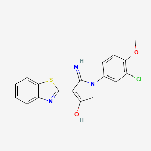 molecular formula C18H14ClN3O2S B11389988 5-Amino-4-(1,3-benzothiazol-2-YL)-1-(3-chloro-4-methoxyphenyl)-2,3-dihydro-1H-pyrrol-3-one 