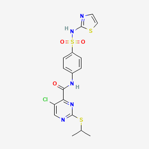 5-chloro-2-(propan-2-ylsulfanyl)-N-[4-(1,3-thiazol-2-ylsulfamoyl)phenyl]pyrimidine-4-carboxamide