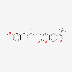 molecular formula C28H31NO5 B11390041 3-(3-tert-butyl-5,9-dimethyl-7-oxo-7H-furo[3,2-g]chromen-6-yl)-N-(3-methoxybenzyl)propanamide 