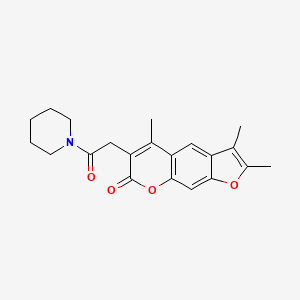 molecular formula C21H23NO4 B11390094 2,3,5-trimethyl-6-[2-oxo-2-(piperidin-1-yl)ethyl]-7H-furo[3,2-g]chromen-7-one 