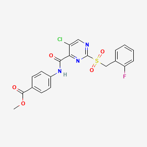 molecular formula C20H15ClFN3O5S B11390143 Methyl 4-[({5-chloro-2-[(2-fluorobenzyl)sulfonyl]pyrimidin-4-yl}carbonyl)amino]benzoate 