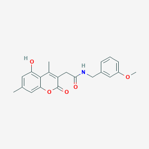 molecular formula C21H21NO5 B11390217 2-(5-hydroxy-4,7-dimethyl-2-oxo-2H-chromen-3-yl)-N-(3-methoxybenzyl)acetamide 