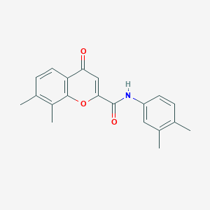 molecular formula C20H19NO3 B11390228 N-(3,4-dimethylphenyl)-7,8-dimethyl-4-oxo-4H-chromene-2-carboxamide 