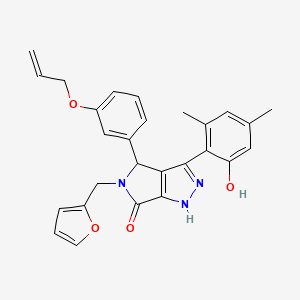 molecular formula C27H25N3O4 B11390243 5-(furan-2-ylmethyl)-3-(2-hydroxy-4,6-dimethylphenyl)-4-[3-(prop-2-en-1-yloxy)phenyl]-4,5-dihydropyrrolo[3,4-c]pyrazol-6(1H)-one 