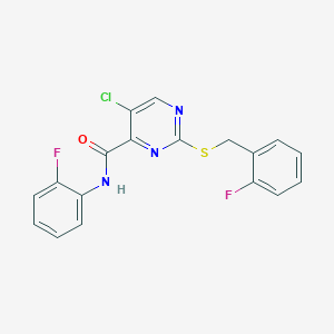 5-chloro-2-[(2-fluorobenzyl)sulfanyl]-N-(2-fluorophenyl)pyrimidine-4-carboxamide