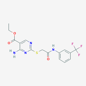 Ethyl 4-amino-2-[(2-oxo-2-{[3-(trifluoromethyl)phenyl]amino}ethyl)sulfanyl]pyrimidine-5-carboxylate