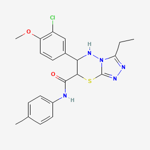 molecular formula C21H22ClN5O2S B11390349 6-(3-chloro-4-methoxyphenyl)-3-ethyl-N-(4-methylphenyl)-6,7-dihydro-5H-[1,2,4]triazolo[3,4-b][1,3,4]thiadiazine-7-carboxamide 