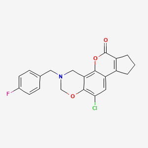 molecular formula C21H17ClFNO3 B11390448 11-chloro-3-(4-fluorobenzyl)-3,4,8,9-tetrahydro-2H-cyclopenta[3,4]chromeno[8,7-e][1,3]oxazin-6(7H)-one 