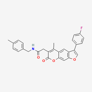 molecular formula C28H22FNO4 B11390541 2-[3-(4-fluorophenyl)-5-methyl-7-oxo-7H-furo[3,2-g]chromen-6-yl]-N-(4-methylbenzyl)acetamide 