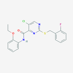 molecular formula C20H17ClFN3O2S B11390545 5-chloro-N-(2-ethoxyphenyl)-2-[(2-fluorobenzyl)sulfanyl]pyrimidine-4-carboxamide 