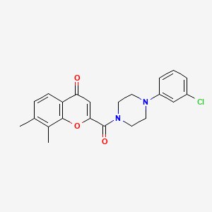 molecular formula C22H21ClN2O3 B11390552 2-{[4-(3-chlorophenyl)piperazin-1-yl]carbonyl}-7,8-dimethyl-4H-chromen-4-one 