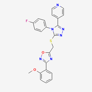 molecular formula C23H17FN6O2S B11390554 4-[4-(4-fluorophenyl)-5-({[3-(2-methoxyphenyl)-1,2,4-oxadiazol-5-yl]methyl}sulfanyl)-4H-1,2,4-triazol-3-yl]pyridine 