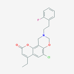 6-chloro-4-ethyl-9-[2-(2-fluorophenyl)ethyl]-9,10-dihydro-2H,8H-chromeno[8,7-e][1,3]oxazin-2-one