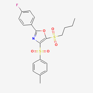 molecular formula C20H20FNO5S2 B11390578 5-(Butylsulfonyl)-2-(4-fluorophenyl)-4-[(4-methylphenyl)sulfonyl]-1,3-oxazole 