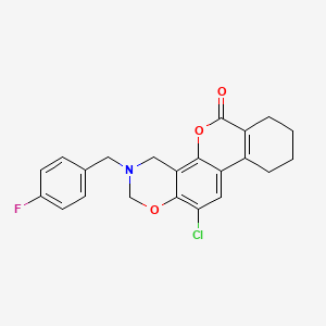 molecular formula C22H19ClFNO3 B11390688 12-chloro-3-(4-fluorobenzyl)-3,4,7,8,9,10-hexahydro-2H,6H-benzo[3,4]chromeno[8,7-e][1,3]oxazin-6-one 