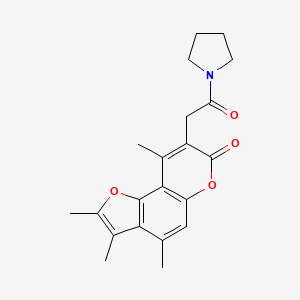 2,3,4,9-tetramethyl-8-[2-oxo-2-(pyrrolidin-1-yl)ethyl]-7H-furo[2,3-f]chromen-7-one