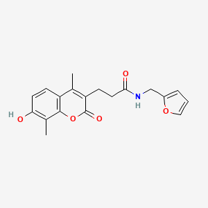 molecular formula C19H19NO5 B11390720 N-(furan-2-ylmethyl)-3-(7-hydroxy-4,8-dimethyl-2-oxo-2H-chromen-3-yl)propanamide 