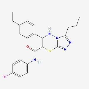 molecular formula C22H24FN5OS B11390779 6-(4-ethylphenyl)-N-(4-fluorophenyl)-3-propyl-6,7-dihydro-5H-[1,2,4]triazolo[3,4-b][1,3,4]thiadiazine-7-carboxamide 