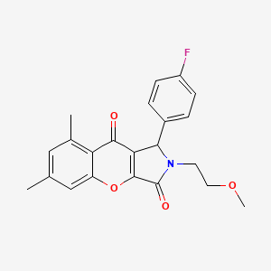 molecular formula C22H20FNO4 B11390811 1-(4-Fluorophenyl)-2-(2-methoxyethyl)-6,8-dimethyl-1,2-dihydrochromeno[2,3-c]pyrrole-3,9-dione 