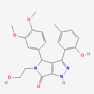 molecular formula C22H23N3O5 B11390822 4-(3,4-dimethoxyphenyl)-5-(2-hydroxyethyl)-3-(2-hydroxy-5-methylphenyl)-4,5-dihydropyrrolo[3,4-c]pyrazol-6(1H)-one 