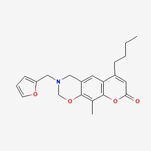 molecular formula C21H23NO4 B11390904 6-butyl-3-(furan-2-ylmethyl)-10-methyl-3,4-dihydro-2H,8H-chromeno[6,7-e][1,3]oxazin-8-one 