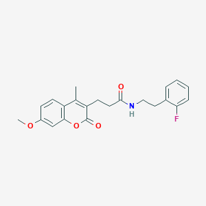 molecular formula C22H22FNO4 B11390911 N-[2-(2-fluorophenyl)ethyl]-3-(7-methoxy-4-methyl-2-oxo-2H-chromen-3-yl)propanamide 