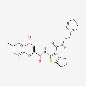 6,8-dimethyl-4-oxo-N-{3-[(2-phenylethyl)carbamoyl]-5,6-dihydro-4H-cyclopenta[b]thiophen-2-yl}-4H-chromene-2-carboxamide