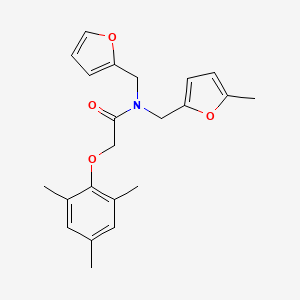 N-(furan-2-ylmethyl)-N-[(5-methylfuran-2-yl)methyl]-2-(2,4,6-trimethylphenoxy)acetamide