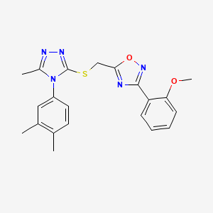 molecular formula C21H21N5O2S B11391005 5-({[4-(3,4-dimethylphenyl)-5-methyl-4H-1,2,4-triazol-3-yl]sulfanyl}methyl)-3-(2-methoxyphenyl)-1,2,4-oxadiazole 