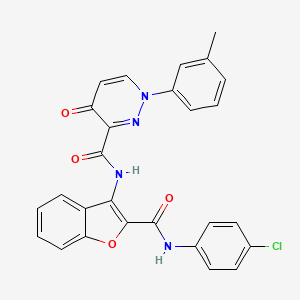 N-{2-[(4-chlorophenyl)carbamoyl]-1-benzofuran-3-yl}-1-(3-methylphenyl)-4-oxo-1,4-dihydropyridazine-3-carboxamide