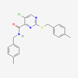 molecular formula C21H20ClN3OS B11391099 5-chloro-N-(4-methylbenzyl)-2-[(4-methylbenzyl)sulfanyl]pyrimidine-4-carboxamide 