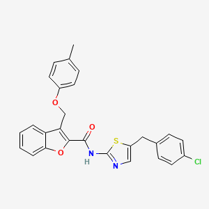 molecular formula C27H21ClN2O3S B11391116 N-[5-(4-chlorobenzyl)-1,3-thiazol-2-yl]-3-[(4-methylphenoxy)methyl]-1-benzofuran-2-carboxamide 