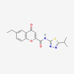 molecular formula C17H17N3O3S B11391132 6-ethyl-4-oxo-N-[5-(propan-2-yl)-1,3,4-thiadiazol-2-yl]-4H-chromene-2-carboxamide 