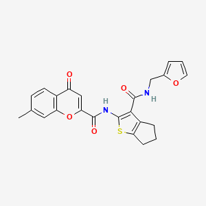 N-{3-[(furan-2-ylmethyl)carbamoyl]-5,6-dihydro-4H-cyclopenta[b]thiophen-2-yl}-7-methyl-4-oxo-4H-chromene-2-carboxamide