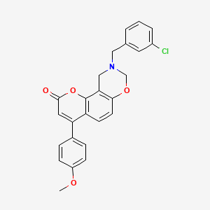 9-(3-chlorobenzyl)-4-(4-methoxyphenyl)-9,10-dihydro-2H,8H-chromeno[8,7-e][1,3]oxazin-2-one