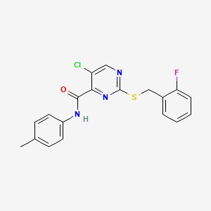 5-chloro-2-[(2-fluorobenzyl)sulfanyl]-N-(4-methylphenyl)pyrimidine-4-carboxamide