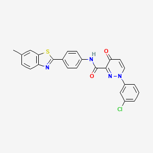 molecular formula C25H17ClN4O2S B11391216 1-(3-chlorophenyl)-N-[4-(6-methyl-1,3-benzothiazol-2-yl)phenyl]-4-oxo-1,4-dihydropyridazine-3-carboxamide 