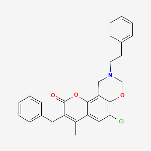 3-benzyl-6-chloro-4-methyl-9-(2-phenylethyl)-9,10-dihydro-2H,8H-chromeno[8,7-e][1,3]oxazin-2-one