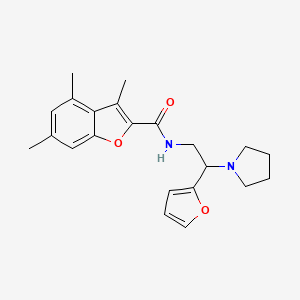 molecular formula C22H26N2O3 B11391279 N-[2-(furan-2-yl)-2-(pyrrolidin-1-yl)ethyl]-3,4,6-trimethyl-1-benzofuran-2-carboxamide 