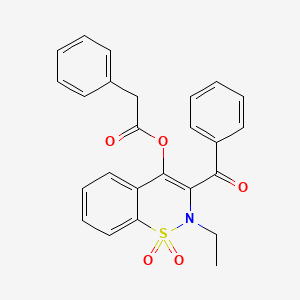 3-benzoyl-2-ethyl-1,1-dioxido-2H-1,2-benzothiazin-4-yl phenylacetate