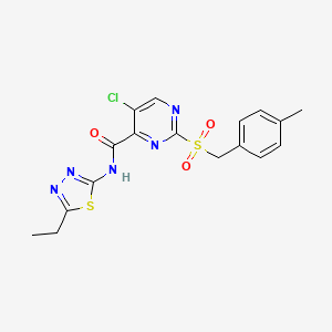 5-chloranyl-N-(5-ethyl-1,3,4-thiadiazol-2-yl)-2-[(4-methylphenyl)methylsulfonyl]pyrimidine-4-carboxamide